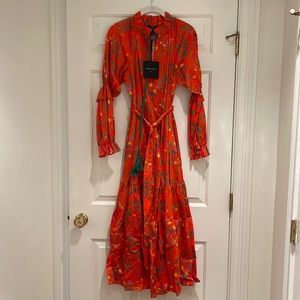 Cynthia Rowley orange floral new with tags long sleeve dress